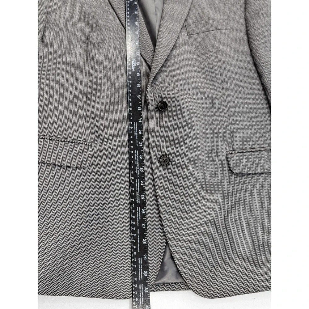 Chaps Ralph Lauren Blazer Sports Suit Jacket Polyester‎ Blend 48R Herringbone